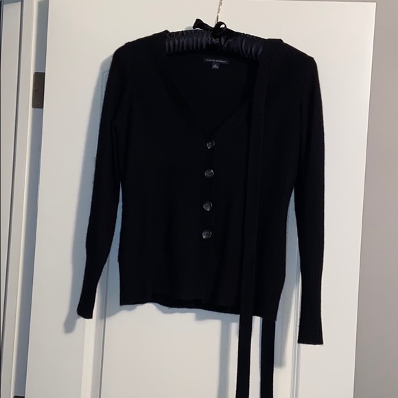 Banana Republic black 4 button cardigan sweater with detached belt. - Picture 4 of 13